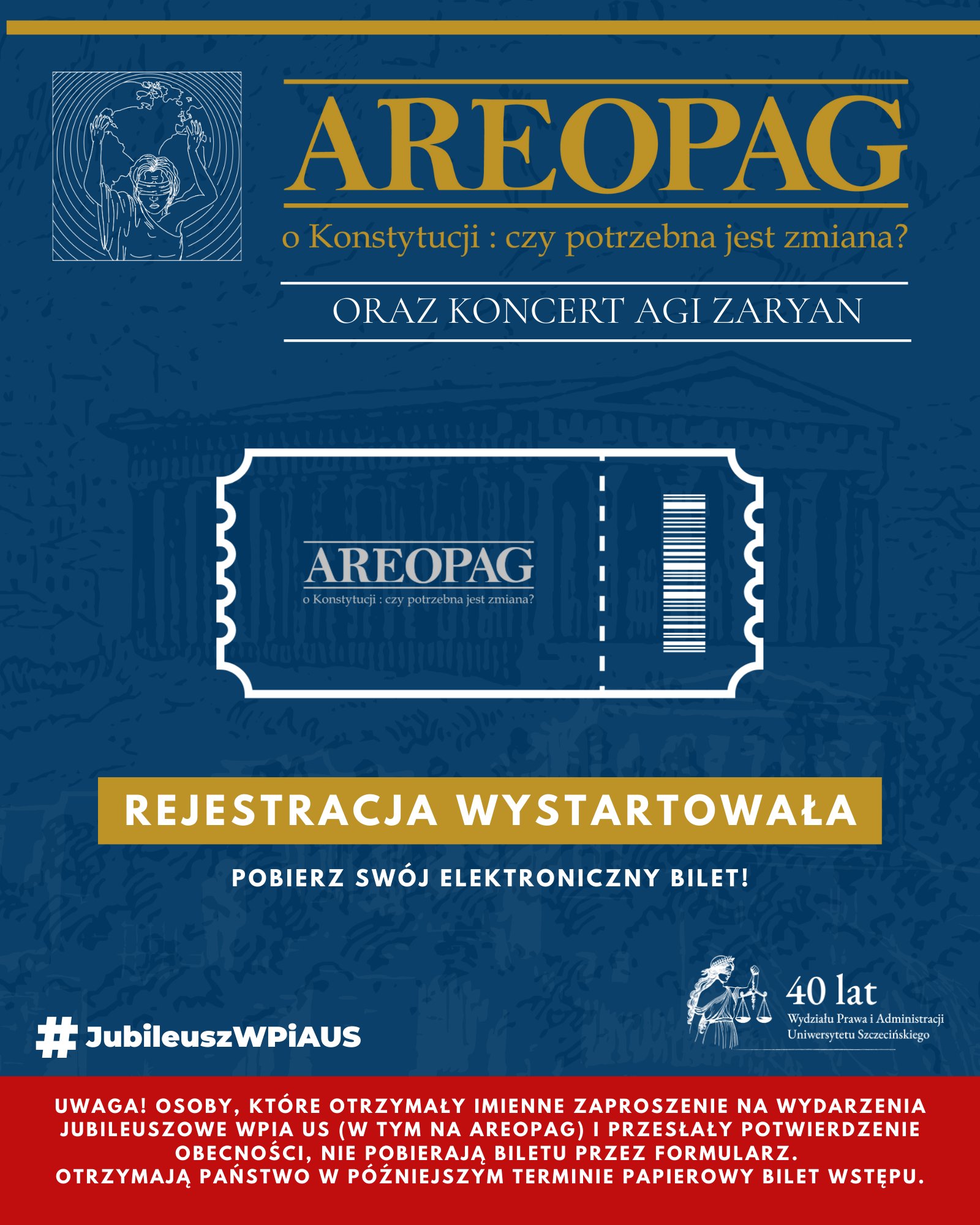 III AREOPAG o Konstytucji: Czy konieczna jest zmiana? oraz koncert Agi Zaryan, dn. 6 października 2025 r. – [rejestracja zakończona]