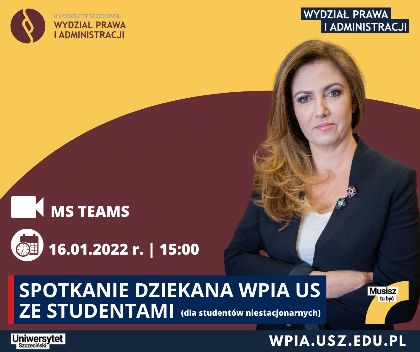 Spotkanie Dziekan WPiA US ze studentami studiów niestacjonarnych (16 I 2022 r.)