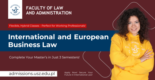 International and European Business Law – recruitment for new second-cycle (Master’s) studies in English