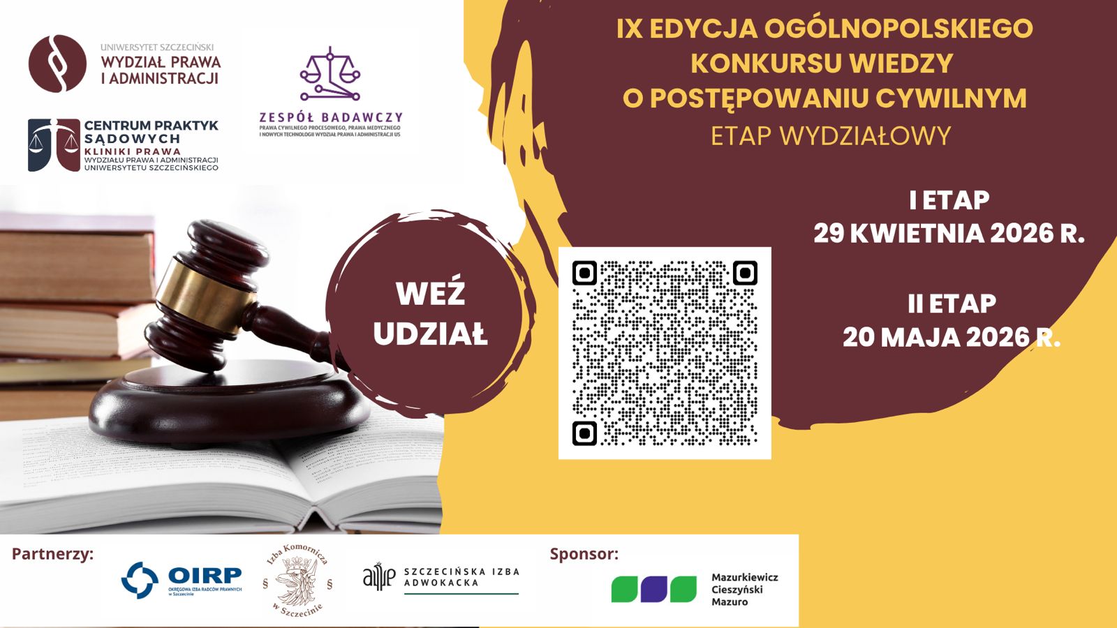 IX edycja Ogólnopolskiego Konkursu Wiedzy o Postępowaniu Cywilnym – etap wydziałowy