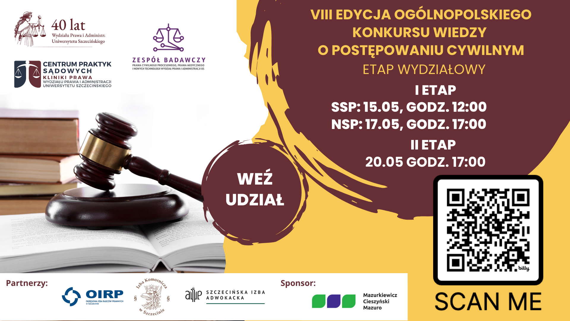 Zgłoszenia do VIII edycji Ogólnopolskiego Konkursu Wiedzy o Postępowaniu Cywilnym