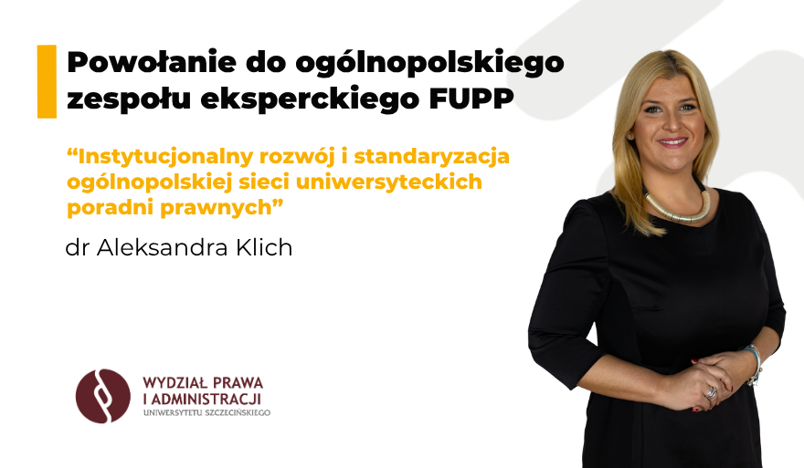 Powołanie dr Aleksandry Klich do ogólnopolskiego zespołu eksperckiego FUPP