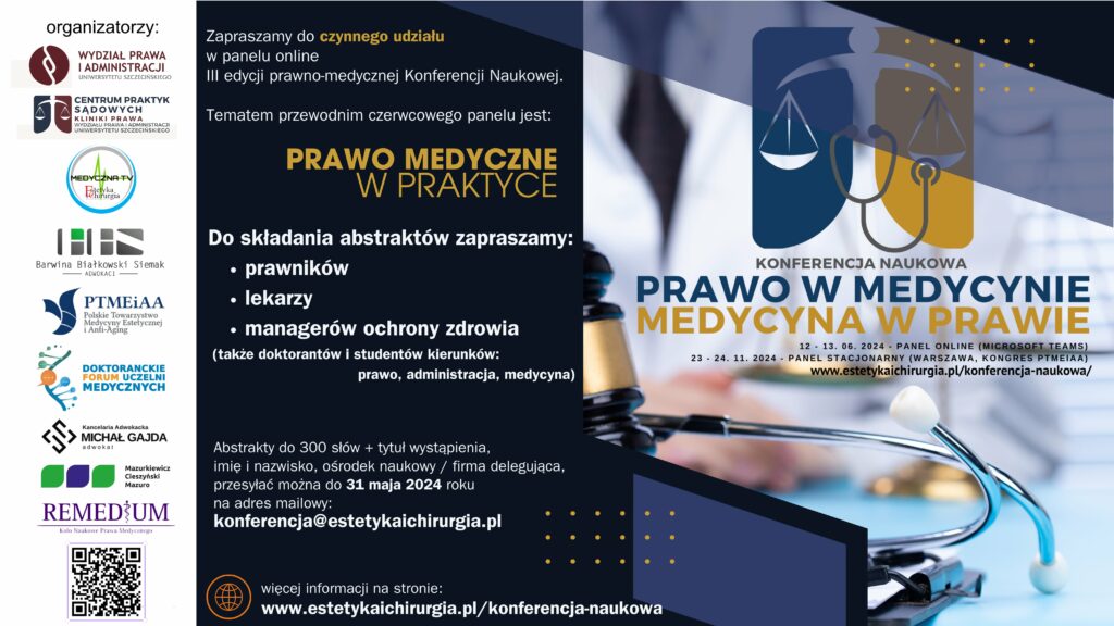 Konferencja Prawo w Medycynie – Medycyna w Prawie 3.0 – zaproszenie do składania abstraktów