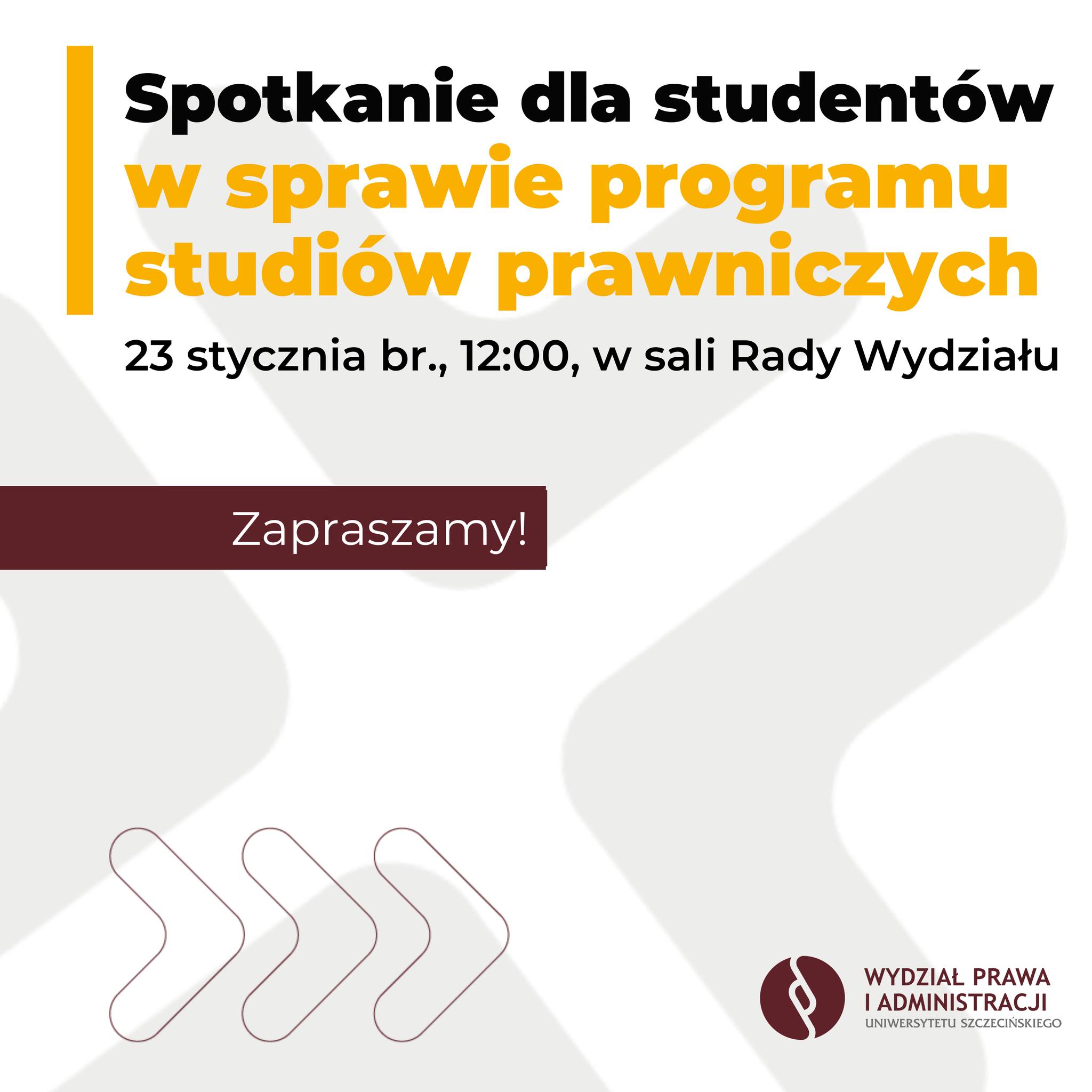 Spotkanie dla studentów w sprawie programu studiów prawniczych