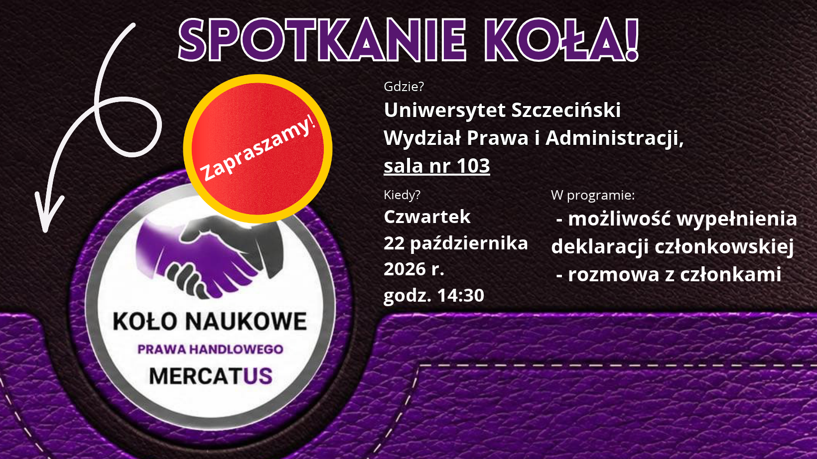 Spotkanie organizacyjne Koła Naukowego Prawa Handlowego „MercatUS”