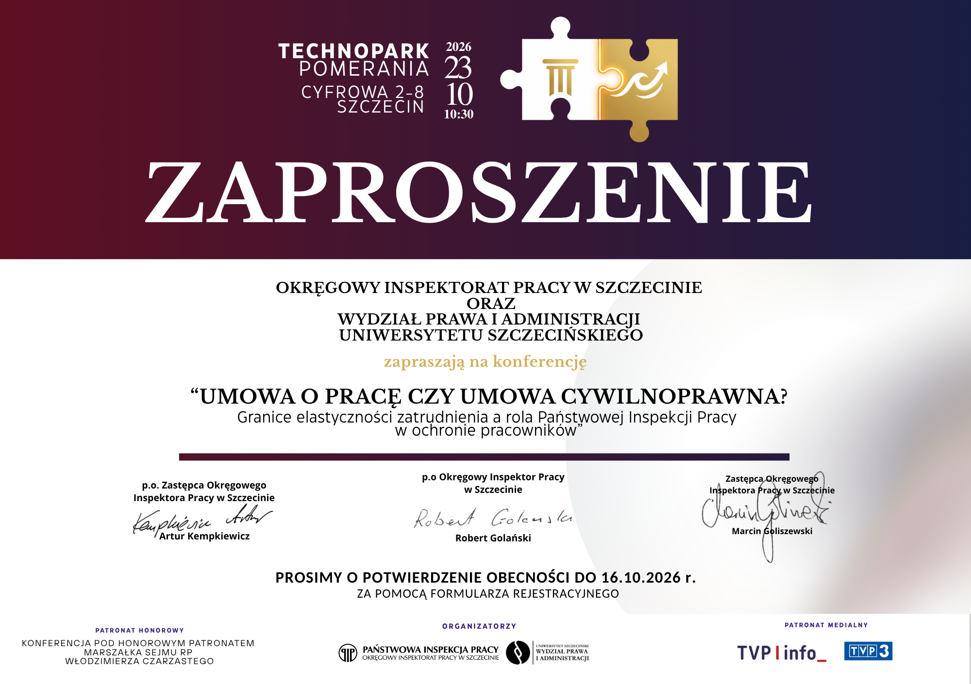 „Umowa o pracę czy umowa cywilnoprawna?” – zaproszenie na konferencję